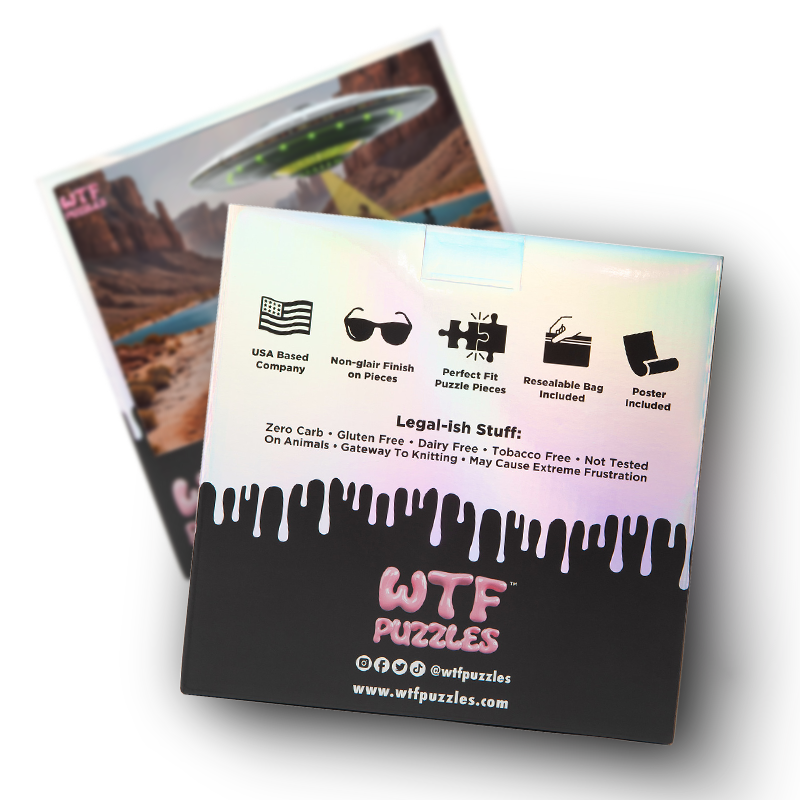 Back of the Horsing Around 1000-piece jigsaw puzzle box with product details