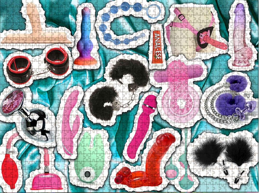Colorful stickers with various designs on a textured background by WTF Puzzles