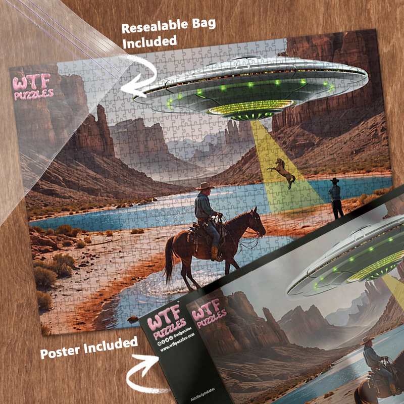 Horsing Around 1000-piece jigsaw puzzle with resealable bag and included poster